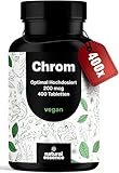 Chrom Tabletten aus Chromium Picolinat - 400 Tabletten hochdosiert mit 200 mcg...
