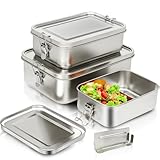 DEKELIY 3er Pack 304-Stahl-Bento-Boxen, Mit Lunchbox Edelstahl in Den Volumina...