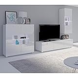 Lomadox Wohnwand Anbauwand weiß Hochglanz 3-teilig Modern, mit 1 TV-Lowboard, 1...