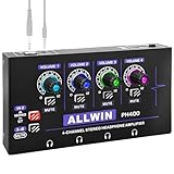 ALLWIN 4 Kanal Kopfhörerverstärker, Metall Mono/Stereo Mini Audio Verstärker...