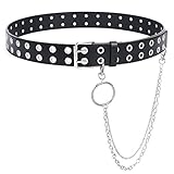 SUOSDEY Punk Gürtel Damen und Herre Ledergürtel Mit Metallkette, Mode...