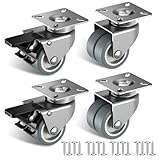 50mm Möbelrollen mit Sicherheitsbremse 4er Set Schwerlastrollen (2 mit Bremsen...