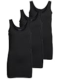 ONLY 3er Pack Damen Basic Tops Tank Top schwarz lang 15201465 (L, Schwarz...