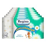 Regina Kamillenpapier 3-lagiges Toilettenpapier - 56 Rollen-Packung (7 x 8...