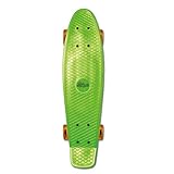 Muuwmi Skateboard Fun grün-orange – mit LED-Leuchtrollen - Board Deck 57x15cm...