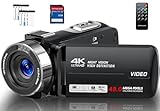 Videokamera 4K Camcorder HD 48MP IR-Nachtsicht Vlogging Kamera für YouTube,...