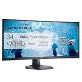 Dell S3422DWG 34 Zoll WQHD (3440x1440) 21:9 1800R Curved Gaming Monitor, 144Hz,...