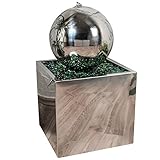 Köhko® Springbrunnen Ø 20 cm mit LED-Beleuchtung in eckigen Edelstahlbecken...