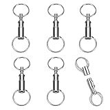 Schlüsselanhänger mit Schnellverschluss, Doppelringe Abnehmbare Schlüsselanhänger, Teilbar Shlüsselring Kupplung zum Auseinanderziehen, Metall Schlüsselanhänger für Bequemes Zubehör,6 Stück