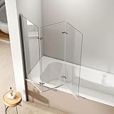 EMKE Duschwand für Badewanne 130x140cm, Duschtrennwand für Badewanne 3-teilig...