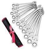 Anesty Gelenk Ratschenschlüssel Set 11tlg, 8-19 mm 72 Zähne Gabelschlüssel...