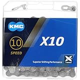 Fahrrad Kette, KMC Fahrradkette, X10 Grey, 1/2' x 11/128', 114 Glieder, 10-fach,...