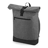 BagBase Unisex Roll-top Backpack Rucksack, Grau/Schwarz (Grey Marl/Black),...