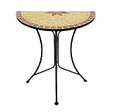 Spetebo Metall Beistelltisch mit Mosaik Platte - halbrund - Deko Gartentisch...