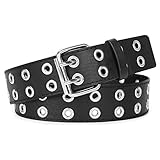 JasGood Punk Gürtel Nietengürtel Damen und Herren Doppelloch Gürtel mit Punk...