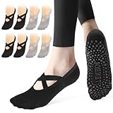 4 Pcs Pilates Socken für Damen 39-42,Rutschfeste Yoga Socken Antirutschsocken...