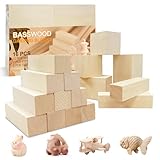 Euablfo 16 Stück Schnitzholz Set, Handgeschnitztes Holz, 3 Größen Lindenholz...