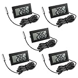 Gvolatee Pack of 5 Aquarium Digital Thermometer with Sensor, Temperature Sensor,...