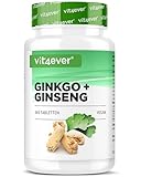 Ginkgo + Ginseng - 365 Tabletten - Spezial Extrakt - Hochdosiert - Laborgeprüft...