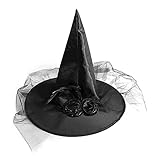 Hexenhut für Halloween Frauen - Magischer Hexenhut für Frauen - Mit Federn und...