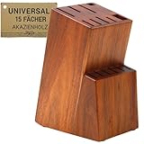 Messerblock ohne Messer Akazienholz für 15 Teile. Universal Messerhalter aus...