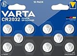 VARTA Batterien Knopfzellen CR2032, 10 Stück, Power on Demand, Lithium, 3V,...