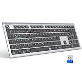 TECKNET Bluetooth Tastatur, Kabellose Wiederaufladbare Multi-Device Tastatur mit...