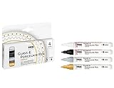 KREUL 16431 - Glass & Porcelain Pen Glamour medium, 4 Farben im Set, formstabile...