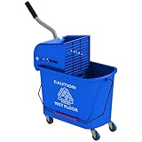 HOMCOM Putzwagen Reinigungswagen mit Wischmopp Presse 20 L Eimer mit Trennwand...