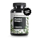 Premium Omega 3 - 120 Kapseln - 1000 mg Fischöl pro Kapsel mit EPA und DHA -...
