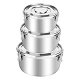 CTDMJ Edelstahl Behälter 3 Pack, 304 Edelstahl Brotdose (660ml/1040ml/1590ml)...