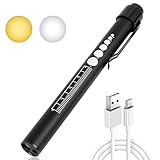 flintronic Pupillenleuchte Medizin, Diagnostikleuchte Krankenschwester Rettungsdienst Zubehör mit Pupillenmessgerät und Lineal, Aufladbar USB LED Stiftlampe für Krankenschwester Studentische Ärzte