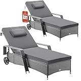 Casaria® Sonnenliege 2er Set mit Rollen 7cm Auflage Extra Breit 90cm...