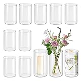 Glasvasen 12er-Pack, 15 cm hohe zylindrische Vase, Glasvase zur Tischdekoration,...