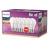Philips LED Classic E27 Lampen 6-er Pack (60 W), matte LED Lampen mit...