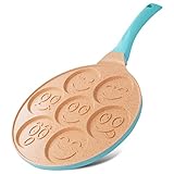Joeji's Kitchen Pancake Crepe Pfanne mit 7 Mulden mit Smiley-Gesichtern - 26,5...