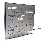 Bada Bing LED Wortuhr Silber mit Deutscher Wort Anzeige - edle Metall Uhr mit...