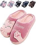 JACKSHIBO Hausschuhe Damen Winter Plüsch Pantoffeln Herren Warm Filzpantoffeln...