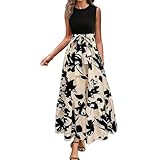 XFSRG Ärmellos Kleid Damen Rundhalsausschnitt Midi A Linie Blumenkleid...