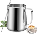 Milchaufschäumkrug, 12 oz/350ml Milchaufschäumer Krug Edelstahl Krug...