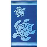 Delindo Lifestyle® Frottee Strandtuch Tropical Turtle BLAU, 100% Baumwolle,...