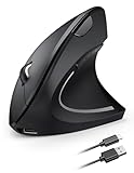 TECKNET Wiederaufladbar Ergonomische Maus Kabellos, 2.4G Optische Vertikale Maus...