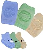 Stoppersocken Baby und Knieschoner Baby Krabbeln (3 paars) Antirutschsocken Baby...