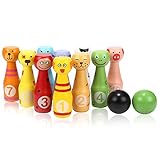 Jacootoys Kegelspiel 10 teiliges Kegel und 2 Bälle Bowling Set für Junge...
