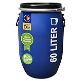 plasteo® 60 Liter Deckelfass Weithalsfass mit Spannverschluss | Futtertonne |...