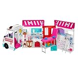 Barbie 2-in-1-Krankenwagen Spielset, Rettungswagen mit Lichtern und Geräuschen,...