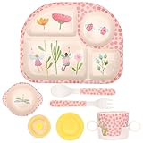 LOMUG Kindergeschirr Set,ohne melamin, 5-teiliges Geschirr Set mit Saugnapf,Baby...