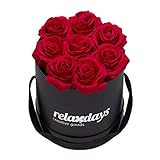 Relaxdays Rosenbox rund, 8 Rosen, stabile Flowerbox schwarz, lange haltbar,...