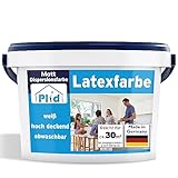 Plid® Latexfarbe Weiß matt - Abwaschbare Farbe Innen für Küche & Badezimmer...