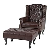 Mendler Sessel Relaxsessel Clubsessel Ohrensessel Chesterfield, Kunstleder -...